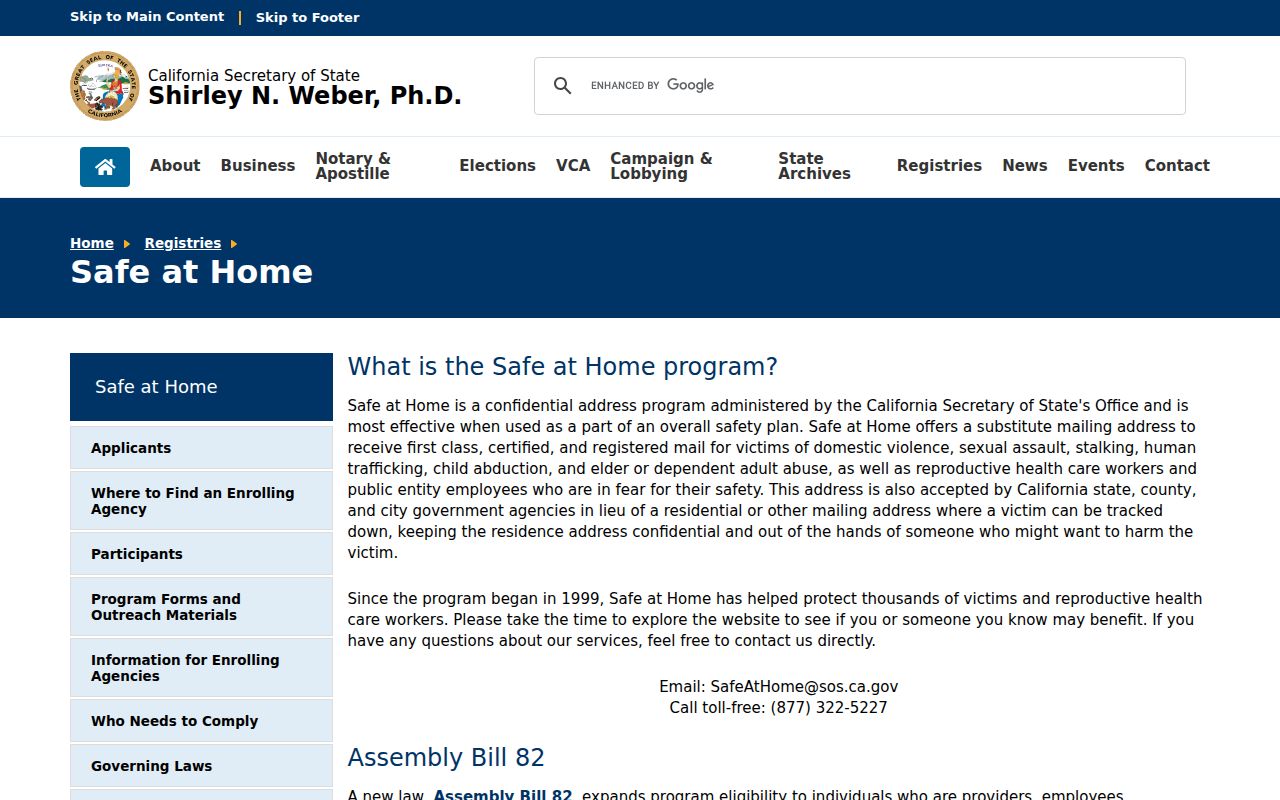 La Mesa residents directory Safe at Home address confidentiality program