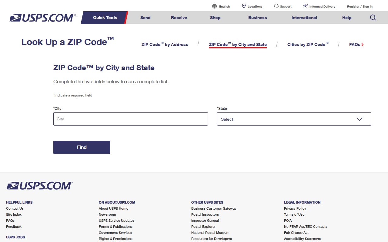 La Mesa ZIP code directory USPS city and state ZIP Code Lookup screen